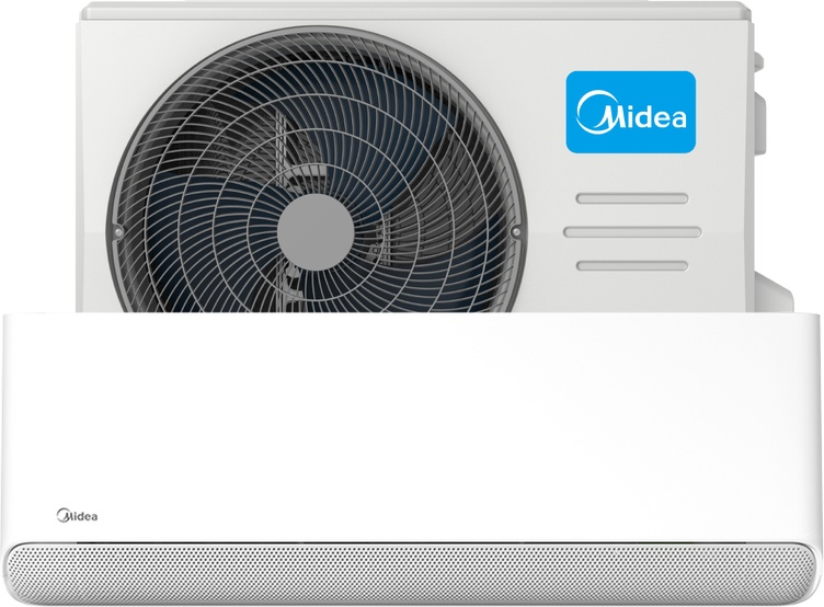 Õhksoojuspump Midea Breezeless E välis- ja siseosa